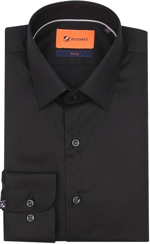 Suitable Twill Hemd Zwart Product