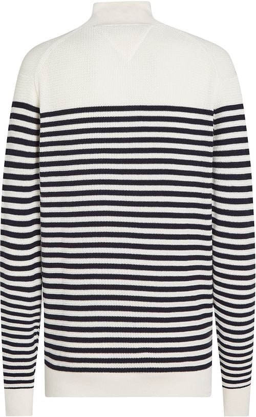 Tommy Hilfiger Racking Half-Zip Structure Streifen Weiß Navy Product / Achterkant