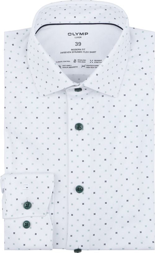 OLYMP Luxor Hemd Stretch Druck Weiß Product