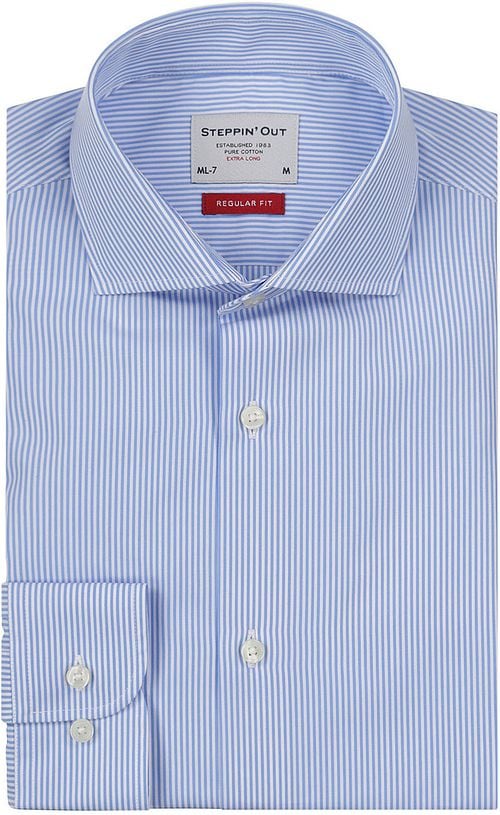 Steppin' Out Overhemd gestreept extra lange mouw cutaway Light Blue Product