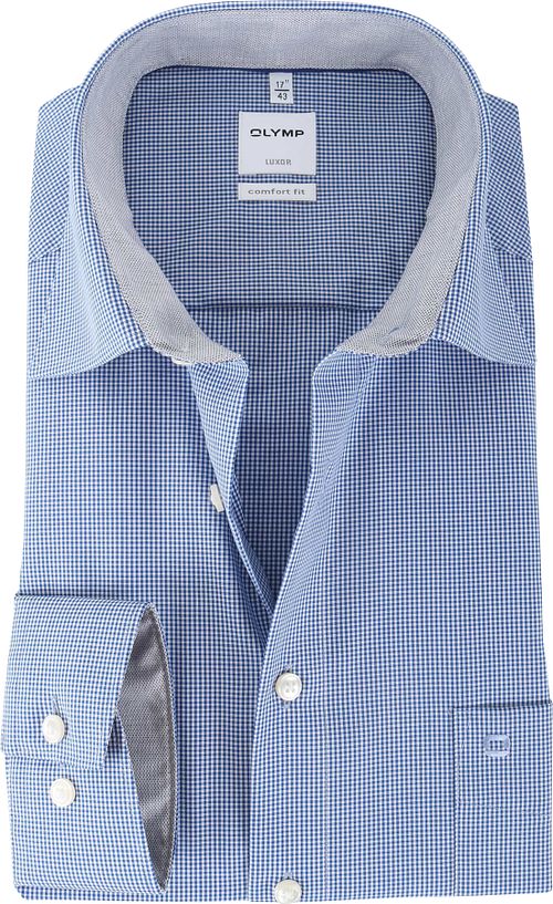 OLYMP Luxor Bügelfrei Hemd Blau Karo Comfort Fit Product