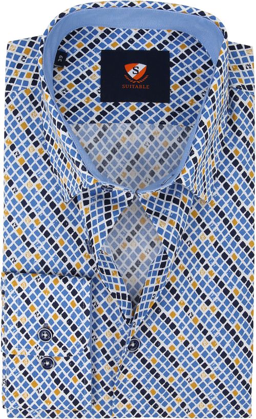 Suitable Shirt Checkered Blue Yellow Product