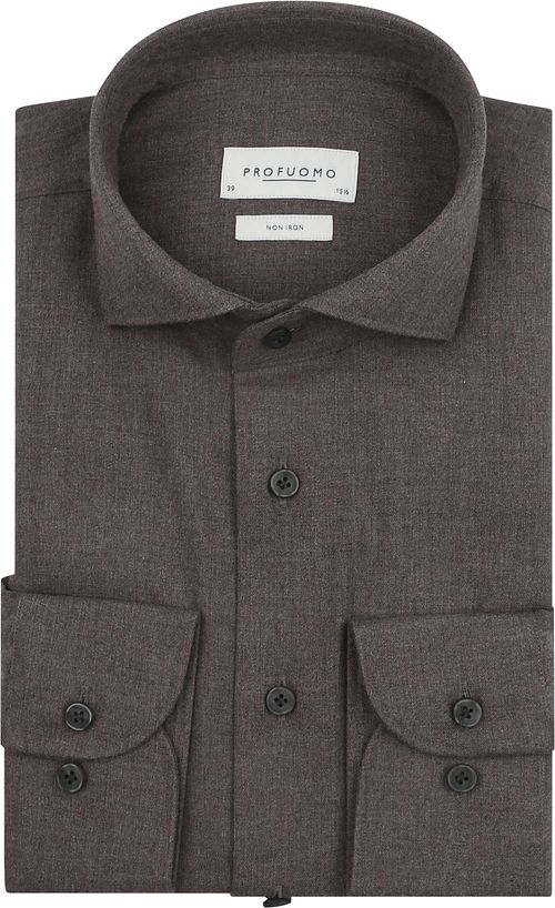 Profuomo Hemd Peached Twill Flanel Bruin Product