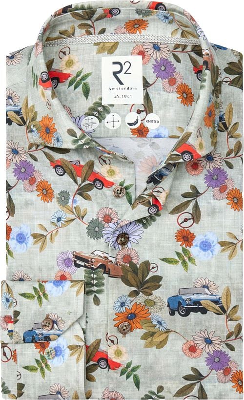 R2 Japanese Knitted Overhemd Print Groen Product