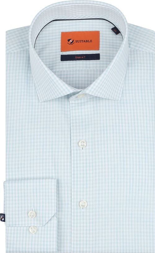 Suitable Overhemd Extra Lange Mouwen Twill Ruit Lichtgroen Product