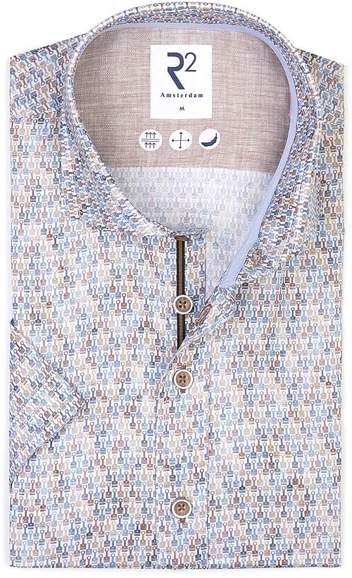 R2 Hemd Shortsleeve Print Blau Product