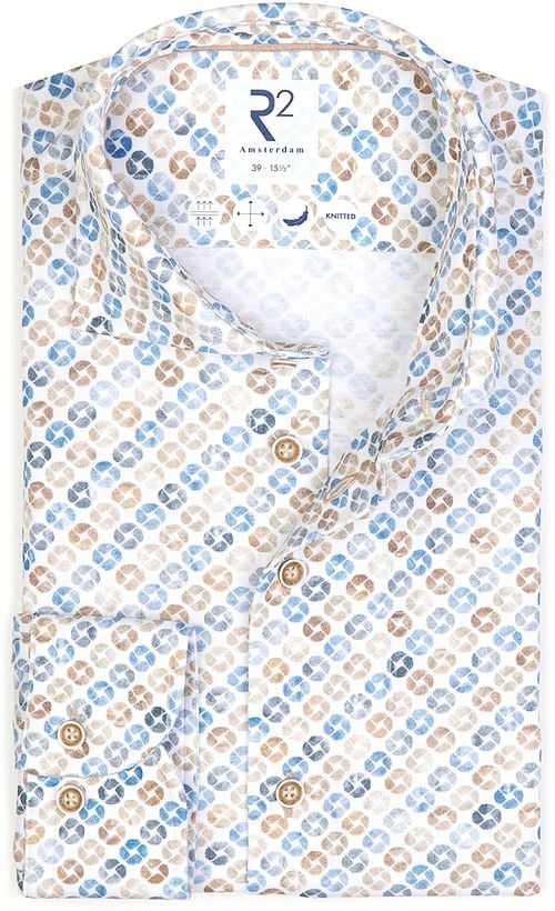 R2 Knitted Knitted Overhemd Beige Blauw Product