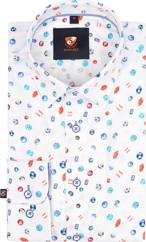 Suitable Twill Overhemd Ballen Wit Product