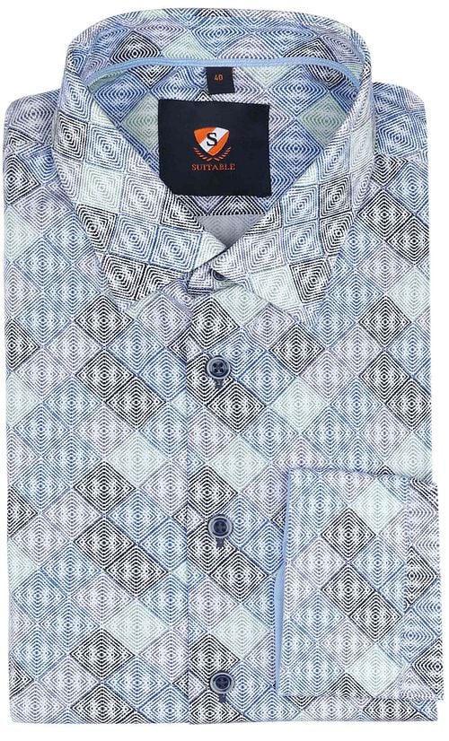 Suitable Twill Shirt Checked Blue Product