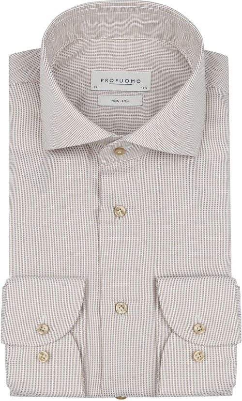 Profuomo Dobby Hemd Print Beige Product