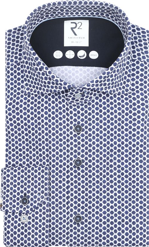 R2 Shirt Jersey Shaped Print Blue