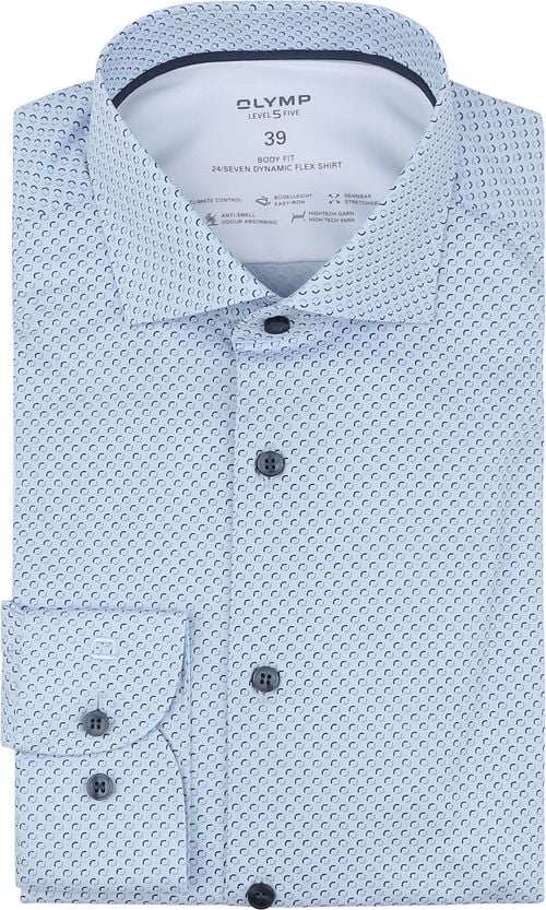 OLYMP Level 5 Hemd Stretch Druck Blau Product