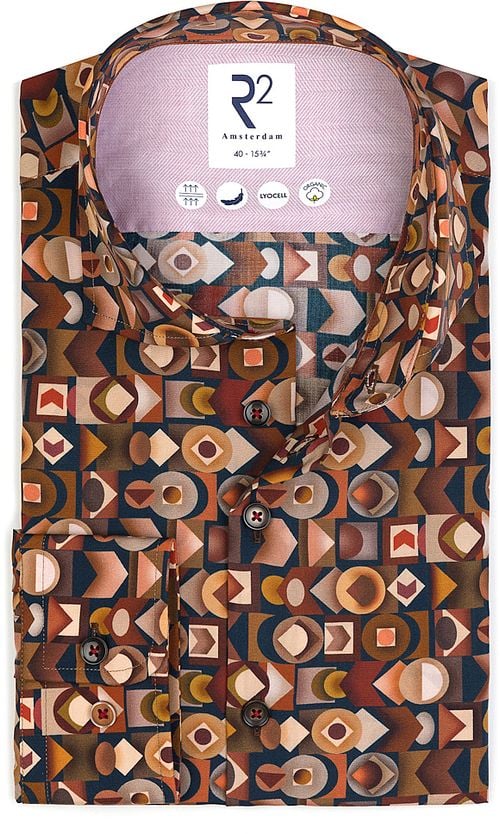 R2 Shirt Lyocell Print Brique Product