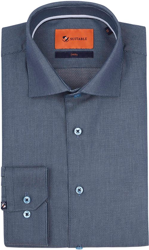 Suitable Dobby Shirt Melange Dark Blue Product