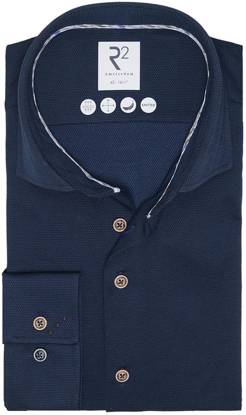 R2 Shirt Dobby Knitted Navy Product