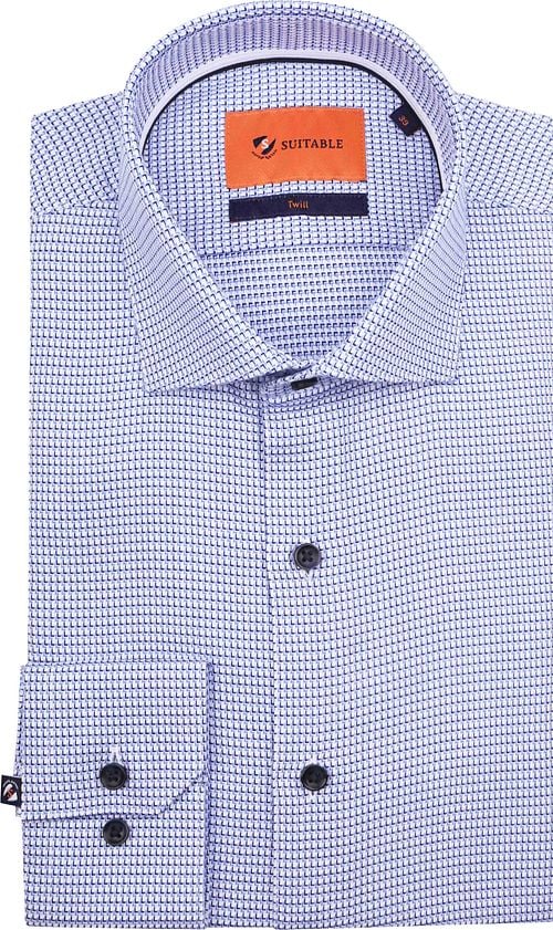 Suitable Overhemd Twill Print Blauw Product