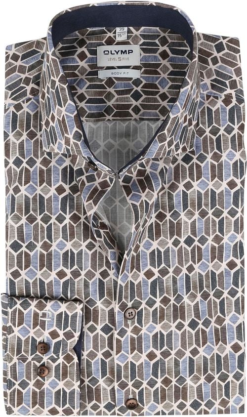 Olymp Level Five Body Fit Shirt Print Nature Product