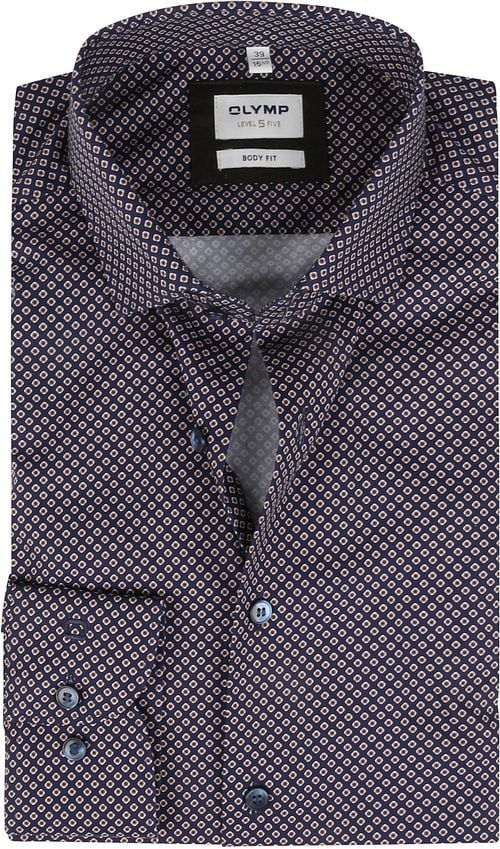 Olymp Level Five Shirt Print Dark Blue Product