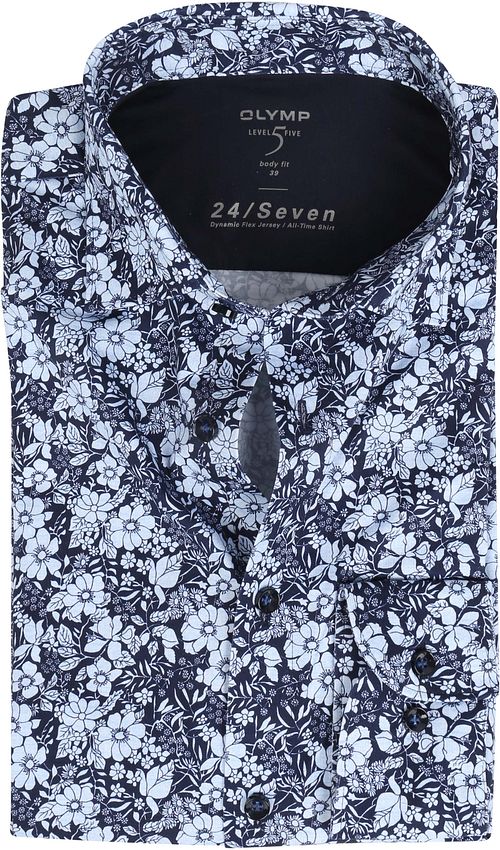 OLYMP Level 5 Body Fit Shirt 24/Seven Flowers Dark Blue Product