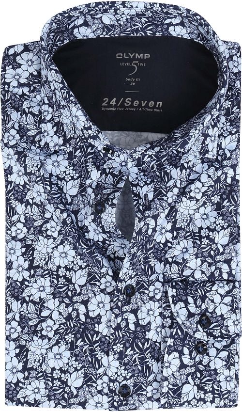 OLYMP Lvl 5 Overhemd 24/Seven Bloemen Donkerblauw Product