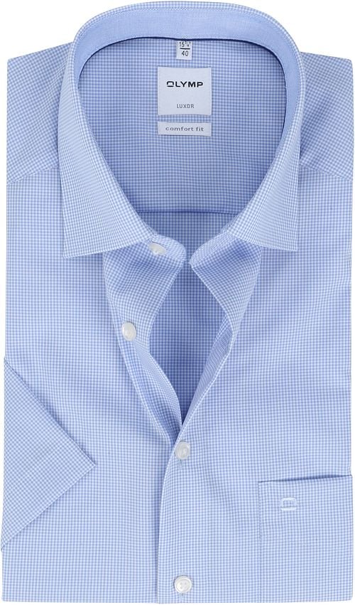 OLYMP Hemd Luxor Kurzarm Karo Blau Product