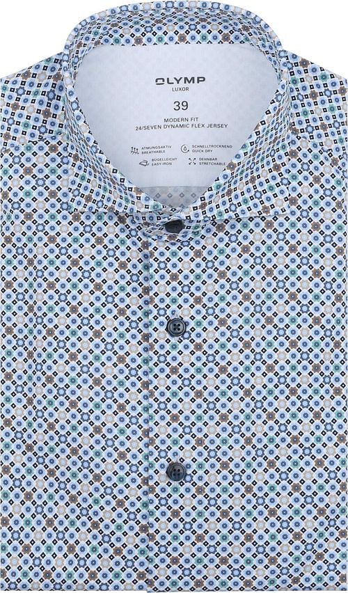 OLYMP Luxor Hemd Stretch Druck Blau Product