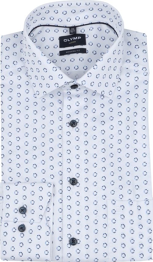 Olymp Luxor Overhemd Extra Lange Mouwen Print Wit Product