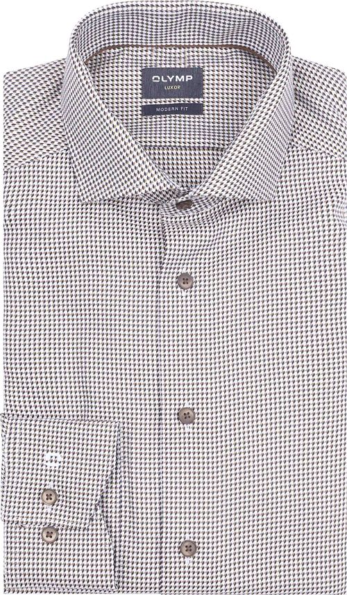 Olymp Luxor Shirt Print Structura Brown