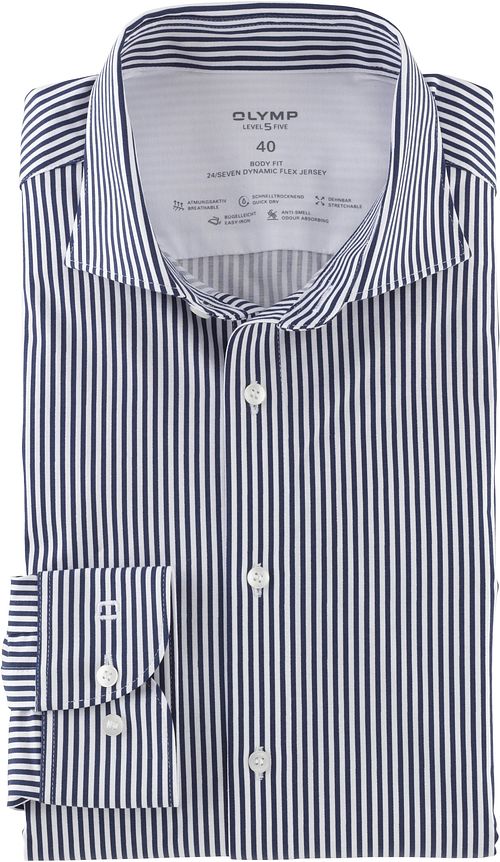 Olymp Chemise Level 5 24/seven Rayures Marine Product