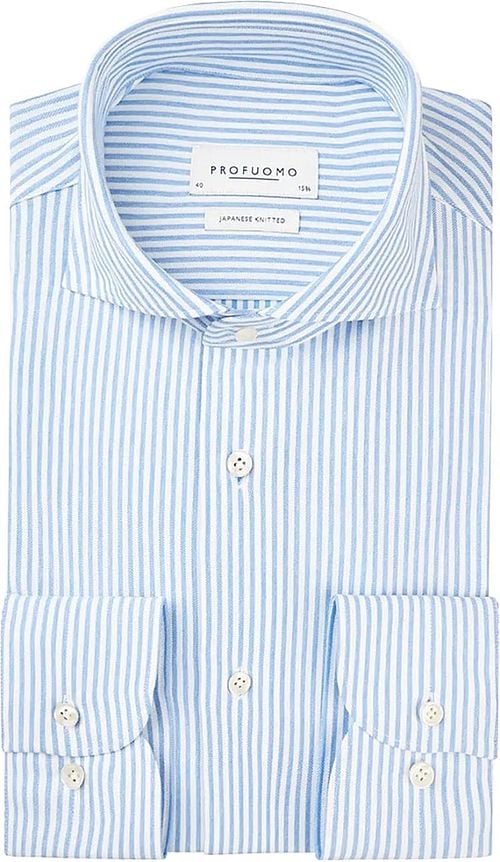 Profuomo Shirt Japanese Knitted Blue Stripes Product