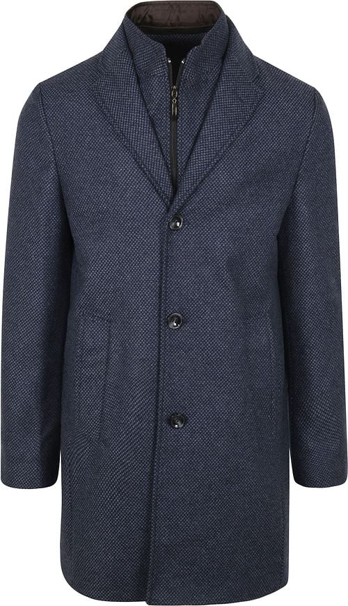 Suitable K150 Coat Wol Blend Ruit Donkerblauw Product