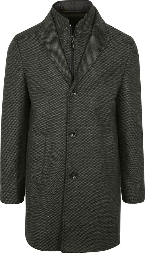 Suitable Manteau K150 Mix Laine à Carreaux Vert foncé Product