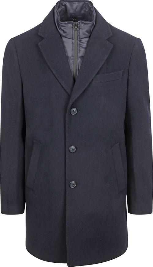 Suitable Manteau Mix Laine Twill Marine Product