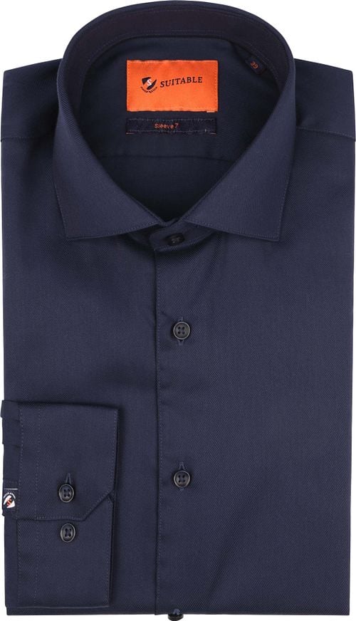 Suitable Overhemd Extra Lange Mouwen Twill Navy Product