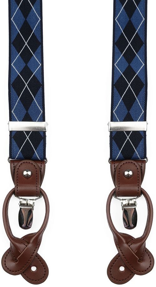 Suitable Luxe Suspenders Checks Navy Product