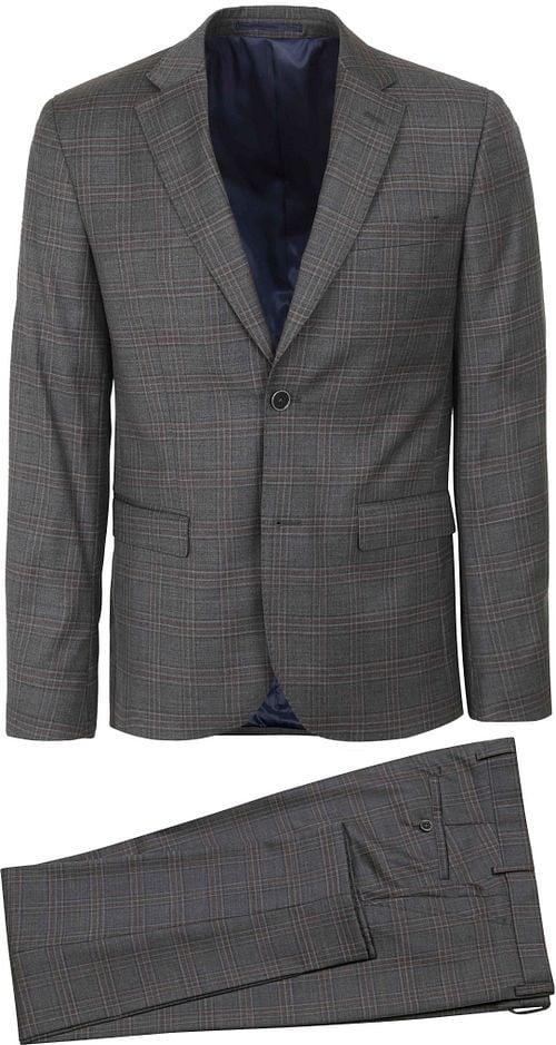 Suitable Suit Toulon Wool Check Grey Brown Product