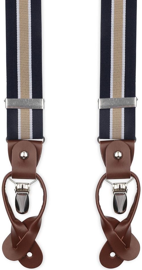 Suitable Luxe Suspenders Navy Stripe Beige Product