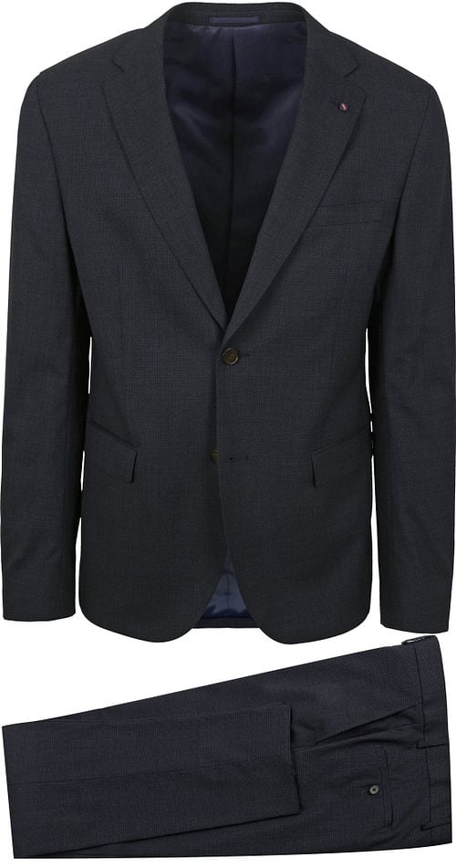 Suitable Strato Pied De Poule Suit Wool Navy Product