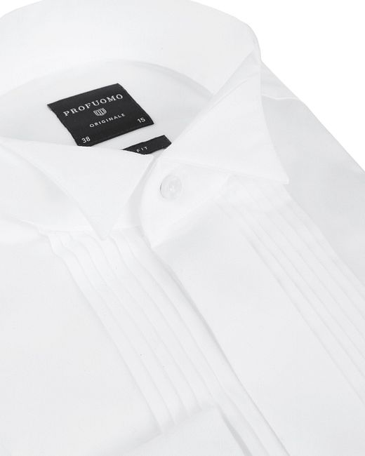 slim fit pleated tuxedo shirt