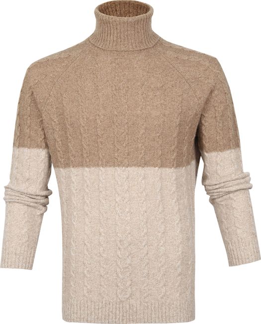 TRES GROS PULL LAINE BEIGE COL ROULE