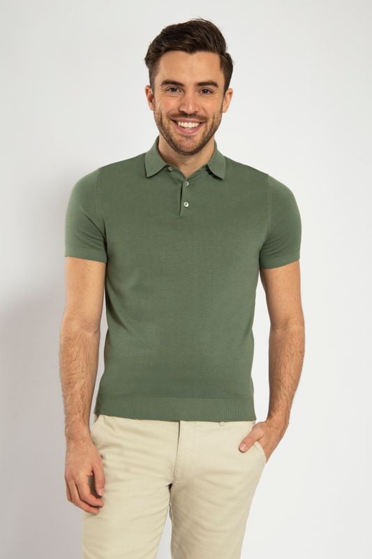 Suitable Knitted Polo Shirt Green PO-BU-CO-24 FCD28100 Soft Pine 