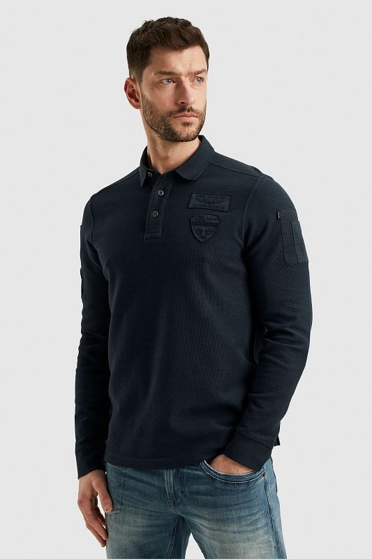 PME Legend Long Sleeve Polo Shirt Structure Navy PPS2402804 5281