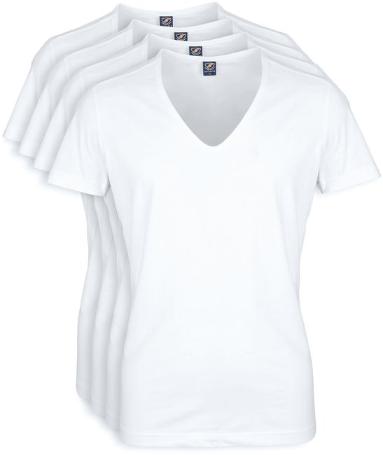 Suitable T-shirt White Deep V-neck Vitaru 4 Pack DeepV 95/5 Vitaru