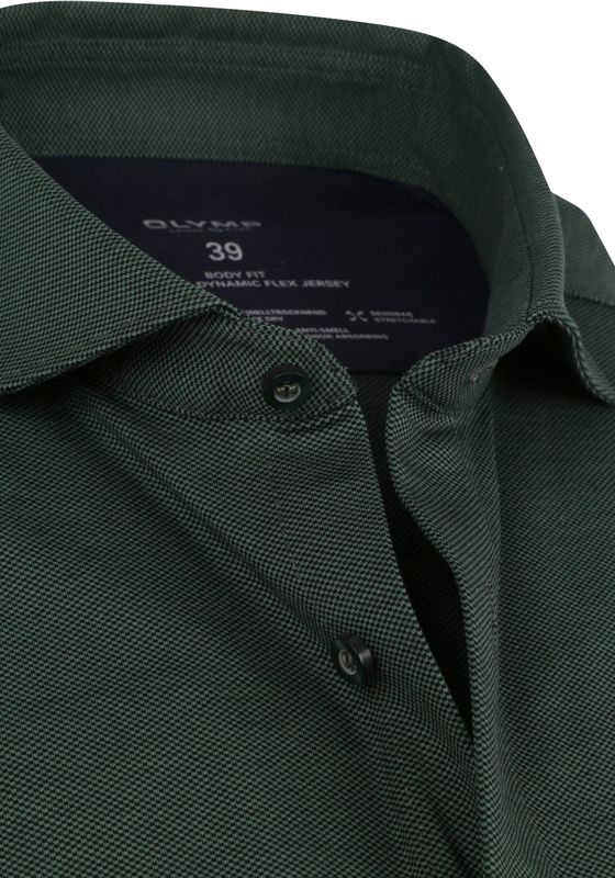 Olymp Shirt Level 5 Body Fit 24/Seven Dark Green Extra Long Slee