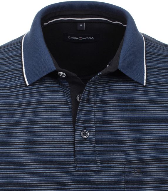 Casa Moda Polo Shirt Dark Blue Stripes 923876700-105 Suitable