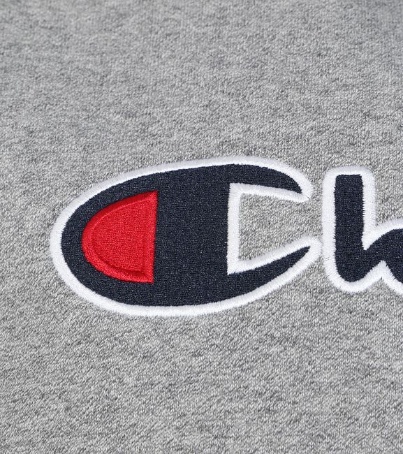 champion script logo grey hoodie
