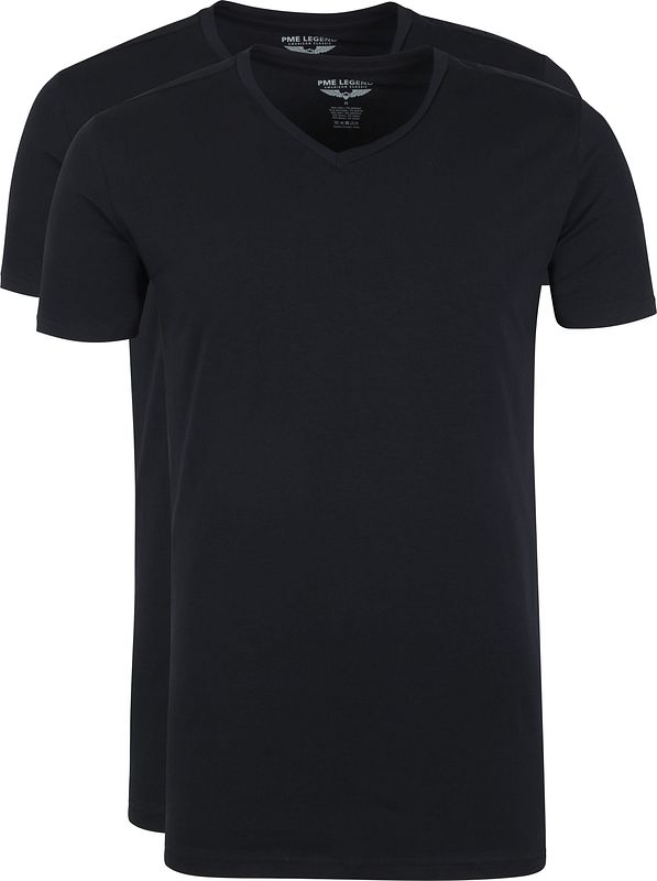 PME Legend Basic T shirt 2 Pack V Neck Black PUW00230 order online