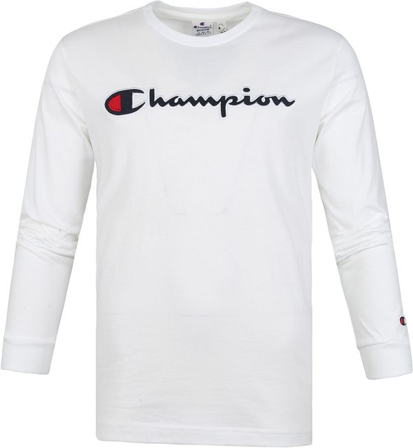 Champion script sleeve shop white long sleeve t-shirt