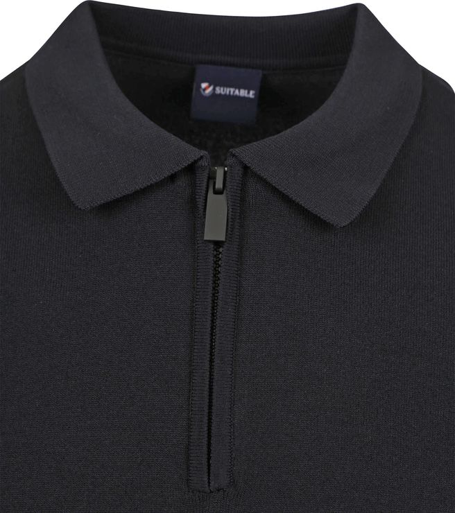 Suitable Half Zip Polo Shirt Navy SPE23108DA31ST-290 navy order 