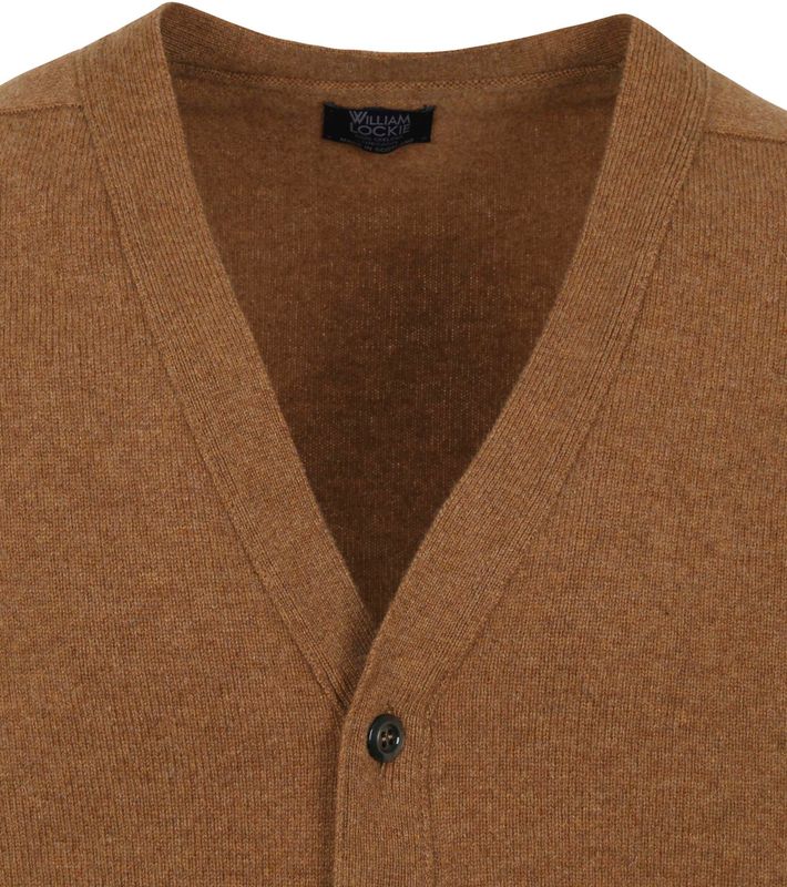 William Lockie Lammwolle Strickjacke Braun CAMEL online bestellen